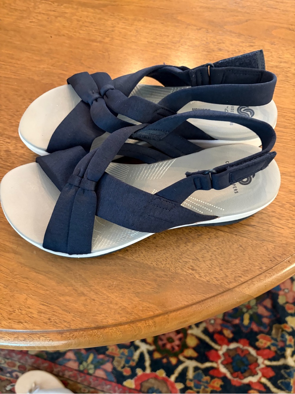 Clarks Navy Crisscross Slingback Sandals - Picture 4 of 6